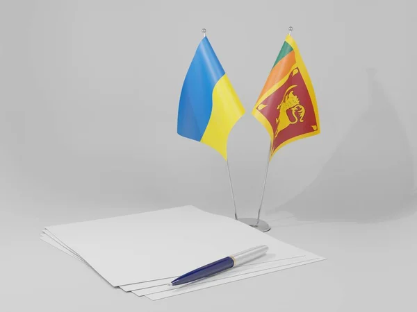 Σρι Λάνκα Ουκρανία Σημαίες Συμφωνία Λευκό Φόντο Render — Φωτογραφία Αρχείου