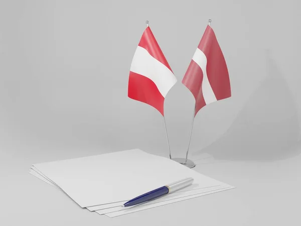 Λετονία Περού Συμφωνία Σημαίες Λευκό Φόντο Render — Φωτογραφία Αρχείου