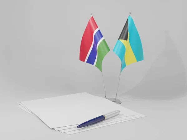 Bahamas Drapeaux Accord Gambie Fond Blanc Render — Photo