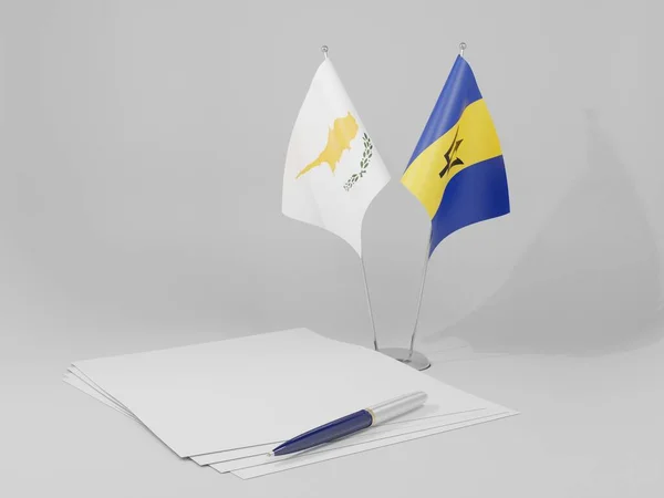 Barbados Banderas Del Acuerdo Chipre Fondo Blanco Render —  Fotos de Stock