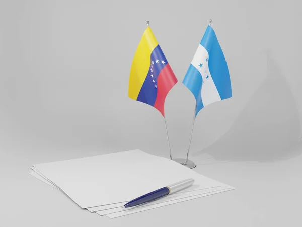 Honduras Venezuela Agreement Flags White Background Render — Stock Photo, Image