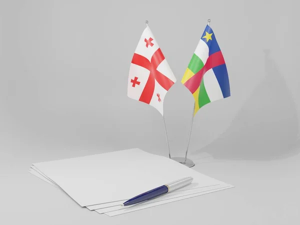 Central African Republic Georgia Agreement Flags White Background Render — Stock Photo, Image
