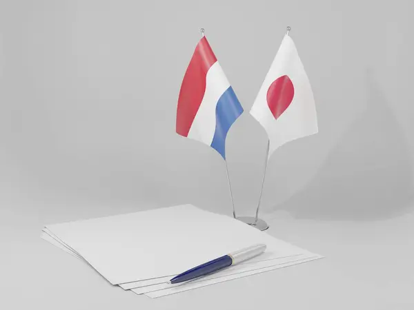 Japan Netherlands Agreement Flags White Background Render — Stock Photo, Image