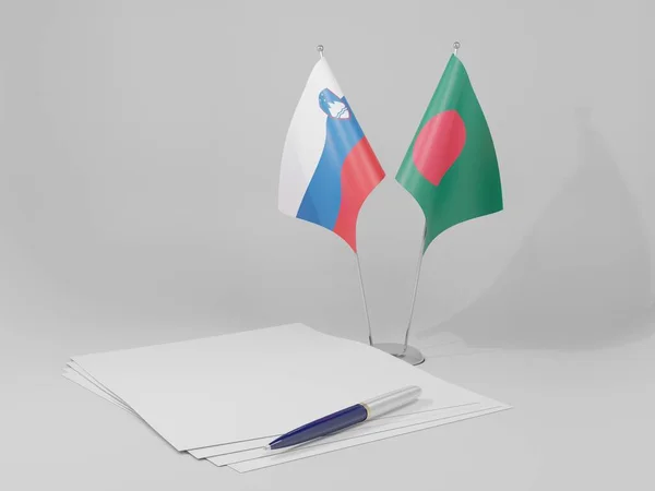 Bangladesh Slovenië Overeenkomst Vlaggen Witte Achtergrond Render — Stockfoto