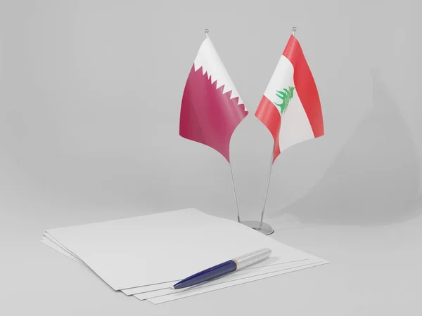 Liban Drapeaux Accord Qatar Fond Blanc Render — Photo