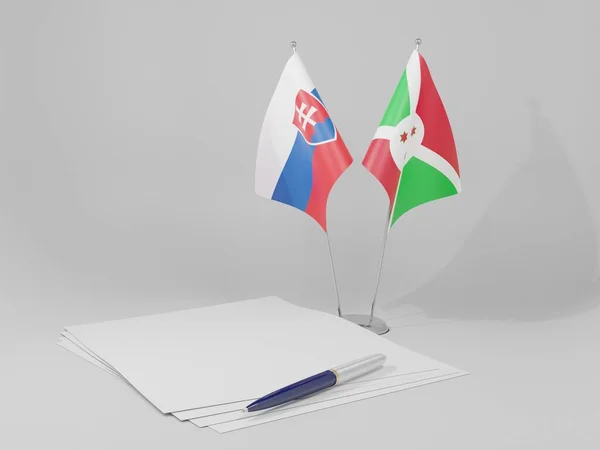 Burundi Slowakei Abkommen Flaggen Weißer Hintergrund Render — Stockfoto