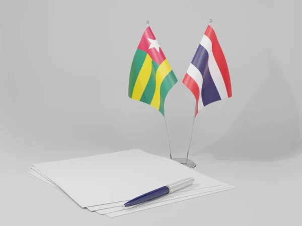 Tailândia Togo Acordo Bandeiras Fundo Branco Render — Fotografia de Stock