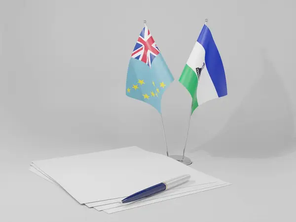 Lesotho Σημαίες Συμφωνία Τουβαλού Λευκό Φόντο Render — Φωτογραφία Αρχείου