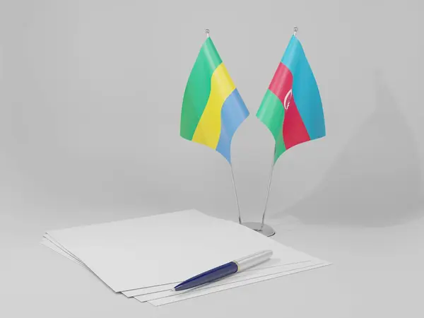 Azerbaijão Bandeiras Acordo Gabão Fundo Branco Render — Fotografia de Stock