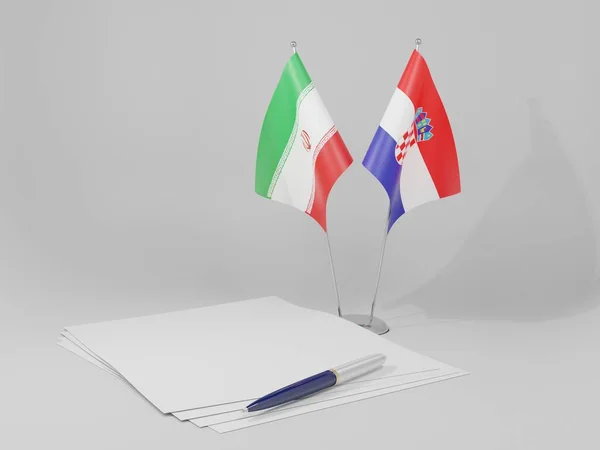 Croatie Drapeaux Accord Iran Fond Blanc Render — Photo
