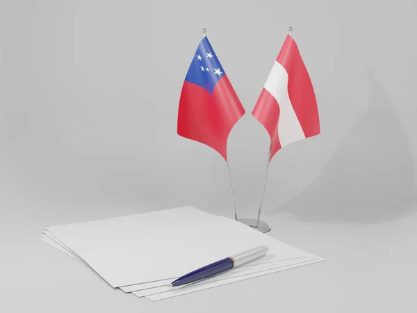 Rakousko Samoa Agreement Flags Bílé Pozadí Render — Stock fotografie