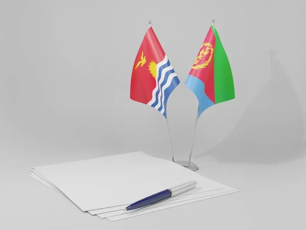 Érythrée Kiribati Drapeaux Accord Fond Blanc Render — Photo