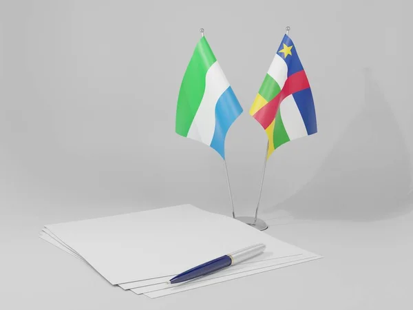 中非共和国 塞拉利昂协定旗帜 白色背景 3D渲染 — 图库照片