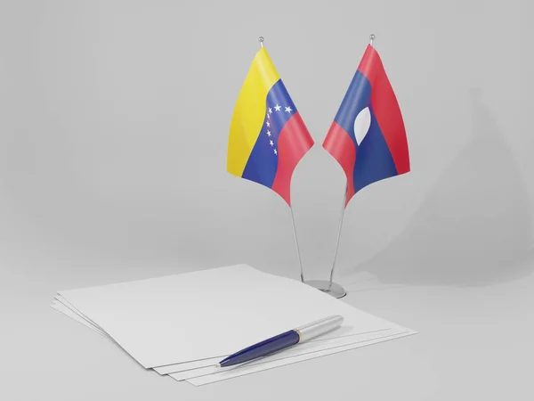 Laos Venezuela Agreement Flags White Background Render — Stock Photo, Image