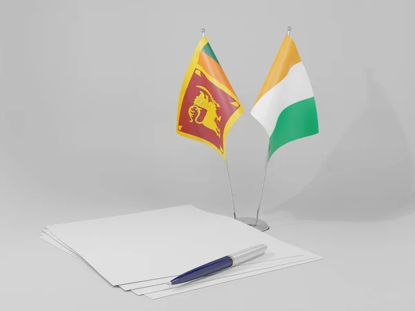 Côte Ivoire Drapeaux Accord Sri Lanka Fond Blanc Render — Photo