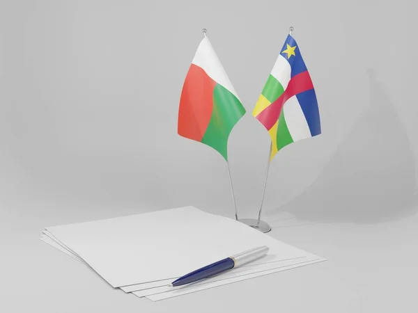 Central African Republic Madagascar Agreement Flags White Background Render — Stock Photo, Image