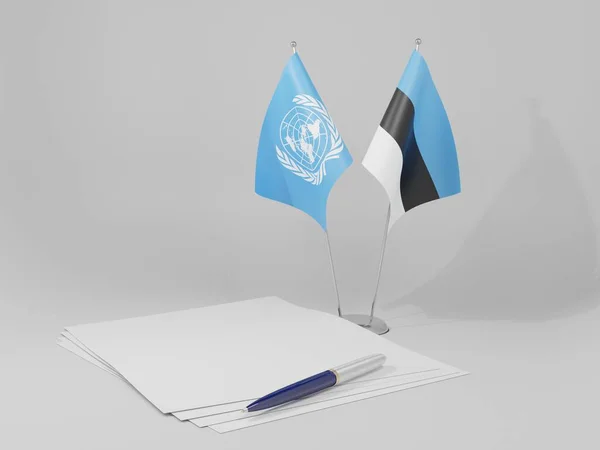 Estónia Bandeiras Acordo Das Nações Unidas Fundo Branco Render — Fotografia de Stock