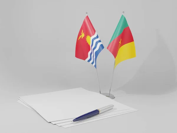 Καμερούν Σημαίες Συμφωνία Κιριμπάτι Λευκό Φόντο Render — Φωτογραφία Αρχείου