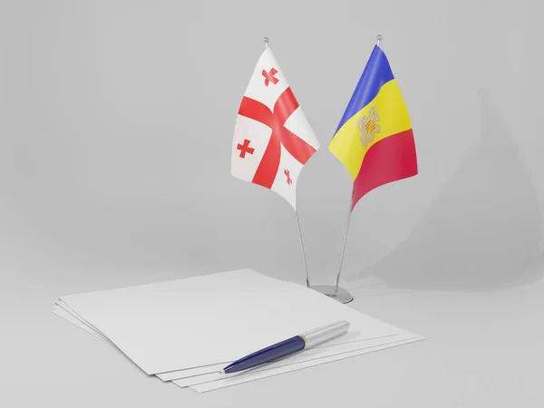 Andorra Georgia Agreement Flags White Background Render — Stock Photo, Image