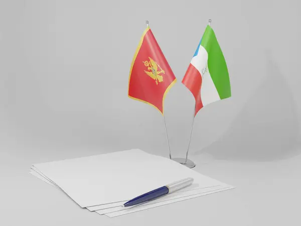 Equatorial Guinea Montenegro Agreement Flags White Background Render — Stock Photo, Image