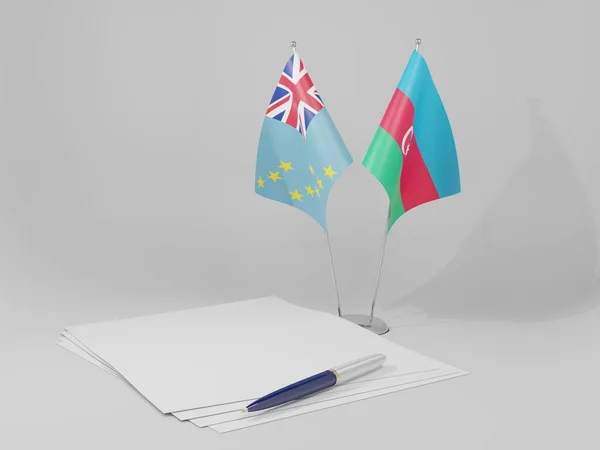 Αζερμπαϊτζάν Σημαίες Συμφωνίας Τουβαλού Λευκό Φόντο Render — Φωτογραφία Αρχείου