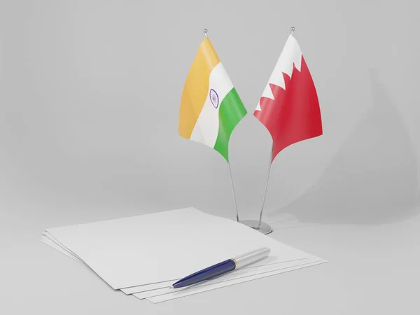 Bahreïn Drapeaux Accord Inde Fond Blanc Render — Photo
