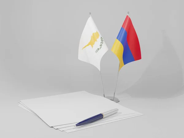 Αρμενία Cyprus Agreement Flags White Background Render — Φωτογραφία Αρχείου