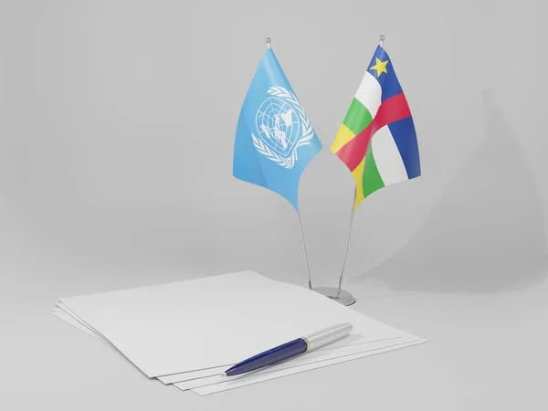 中央アフリカ共和国 国際連合協定旗 白の背景 3Dレンダリング — ストック写真