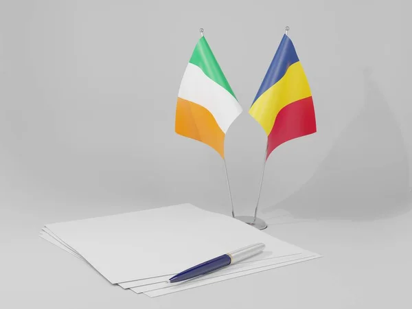 Czad Irlandia Flagi Porozumienia Białe Tło Render — Zdjęcie stockowe