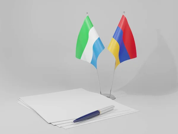 Arménie Sierra Leone Drapeaux Accord Fond Blanc Render — Photo