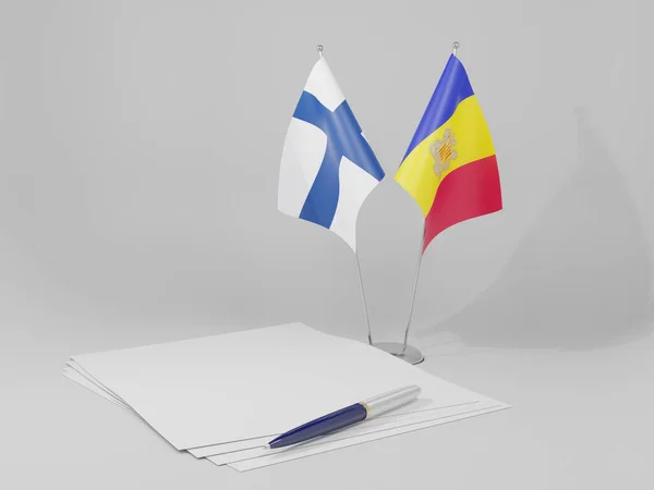 Andorra Bandiere Dell Accordo Finlandia Sfondo Bianco Render — Foto Stock