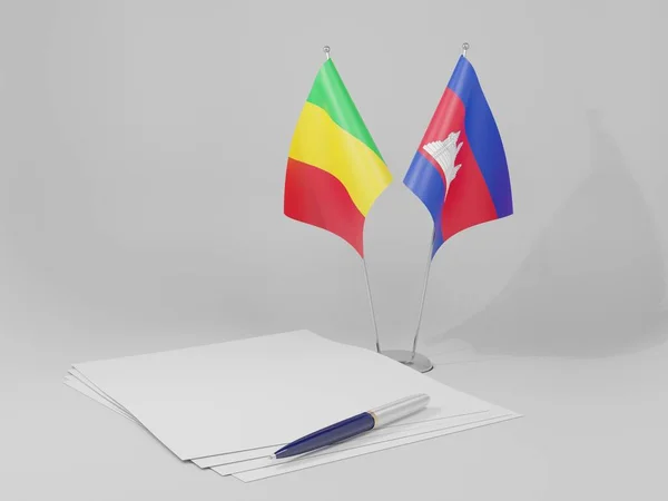 Cambodia Mali Agreement Flags White Background Render — Stock Photo, Image