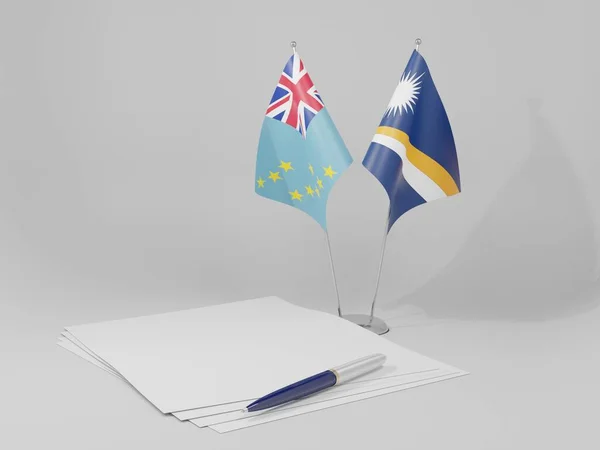 Νήσοι Μάρσαλ Σημαίες Συμφωνίας Τουβαλού Λευκό Φόντο Render — Φωτογραφία Αρχείου