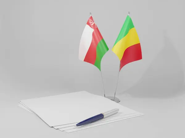 Mali Drapeaux Accord Oman Fond Blanc Render — Photo