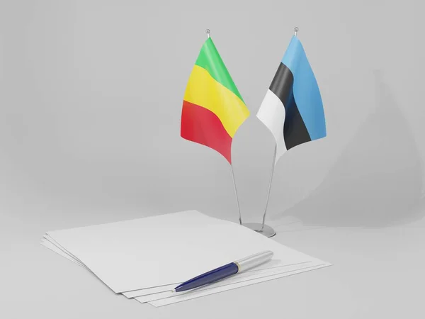 Estonia Banderas Del Acuerdo Malí Fondo Blanco Render —  Fotos de Stock