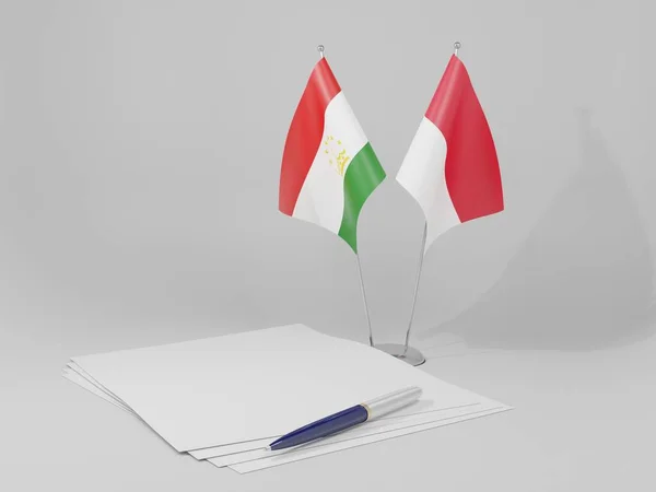 Monaco Tadschikistan Abkommen Flaggen Weißer Hintergrund Render — Stockfoto