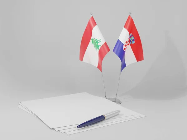 Croatia Lebanon Agreement Flags White Background Render — Stock Photo, Image