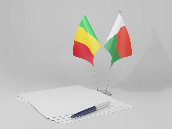 Madagaskar Mali Flagi Umowy Białe Tło Render — Zdjęcie stockowe