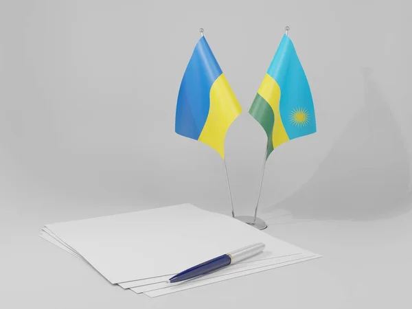 Rwanda Ukraine Agreement Flags White Background Render — стокове фото