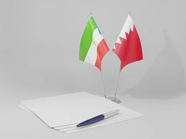 Bahrein Egyenlítői Guinea Megállapodás Zászlók Fehér Háttér Render — Stock Fotó