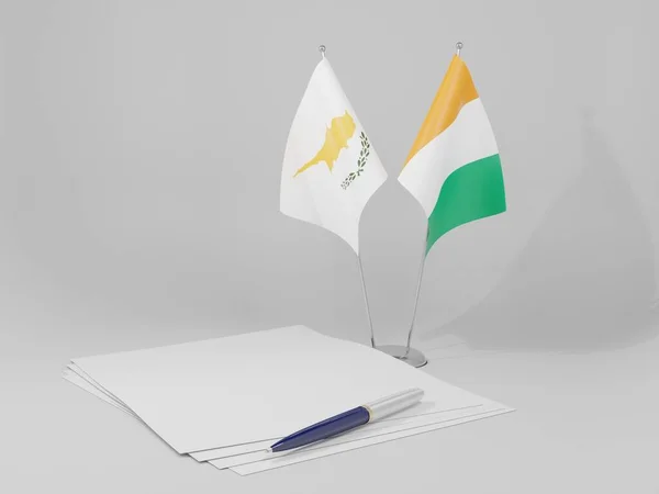 Wybrzeże Kości Słoniowej Cypryjskie Flagi Porozumienia Białe Tło Render — Zdjęcie stockowe