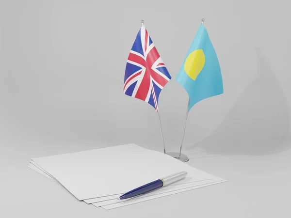 Palau Bandiere Dell Accordo Del Regno Unito Sfondo Bianco Render — Foto Stock