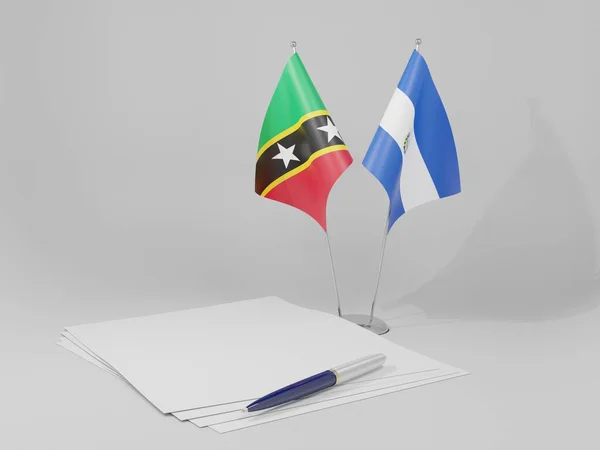Salvador Overeenkomst Van Saint Kitts Nevis Vlaggen Witte Achtergrond Render — Stockfoto