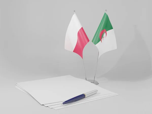 Algérie Pologne Drapeaux Accord Fond Blanc Render — Photo