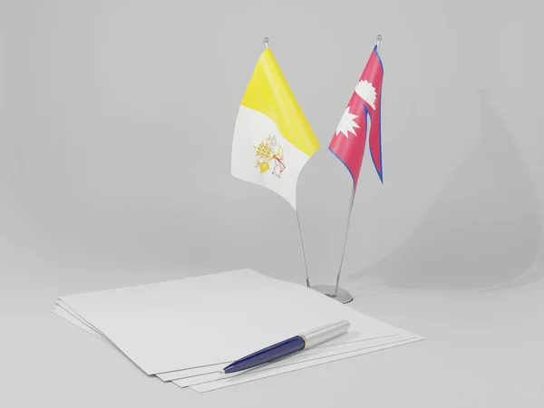 Nepal Banderas Del Acuerdo Ciudad Del Vaticano Fondo Blanco Render —  Fotos de Stock
