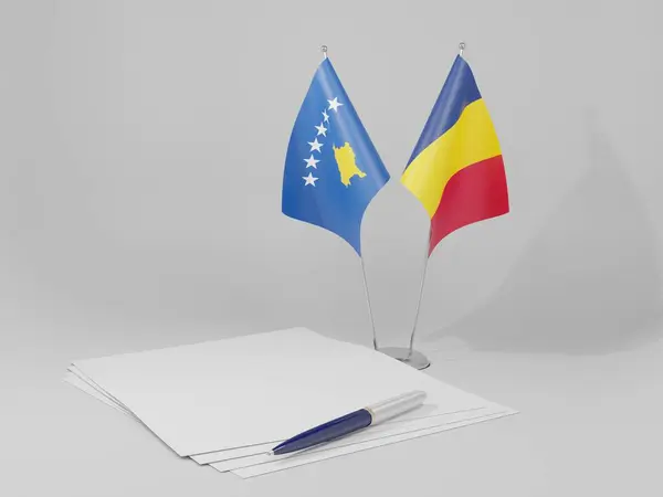 Чад Флаги Соглашения Косово Белый Фон Рендер — стоковое фото