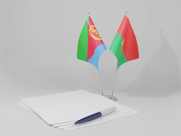 Burkina Faso Banderas Acuerdo Eritrea Fondo Blanco Render — Foto de Stock