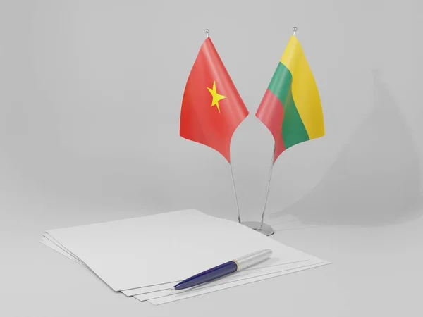 Lituania Banderas Del Acuerdo Vietnam Fondo Blanco Render — Foto de Stock