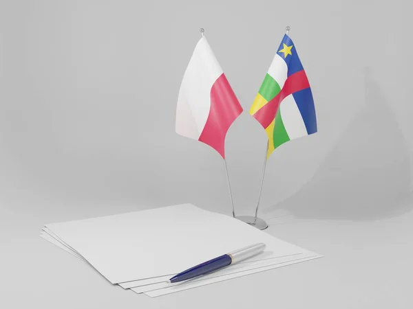 République Centrafricaine Drapeaux Accord Pologne Fond Blanc Render — Photo