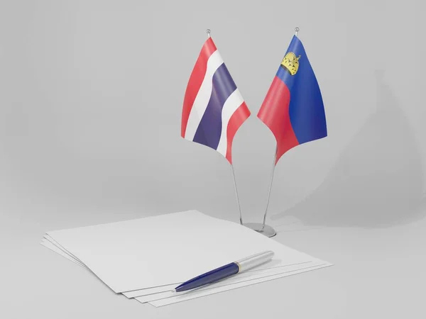 Liechtenstein Thailand Agreement Flags White Background Render — Stock Photo, Image